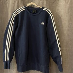 Adidas Large crew neck three-stripe Navy sweater